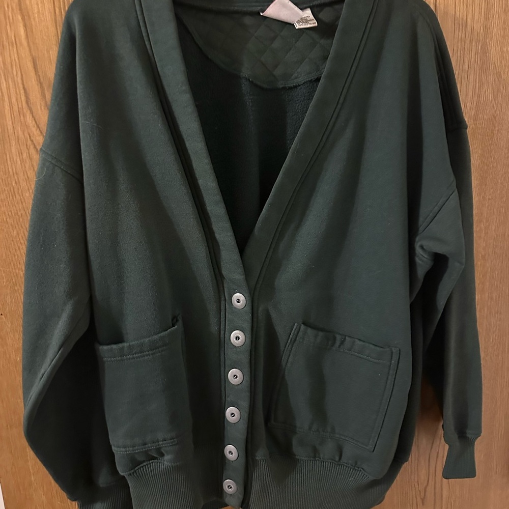 Green Button-Up Cardigan